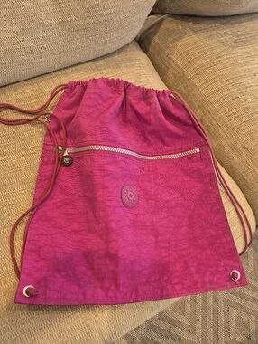 Kipling Fuchsia Drawstring Backpack